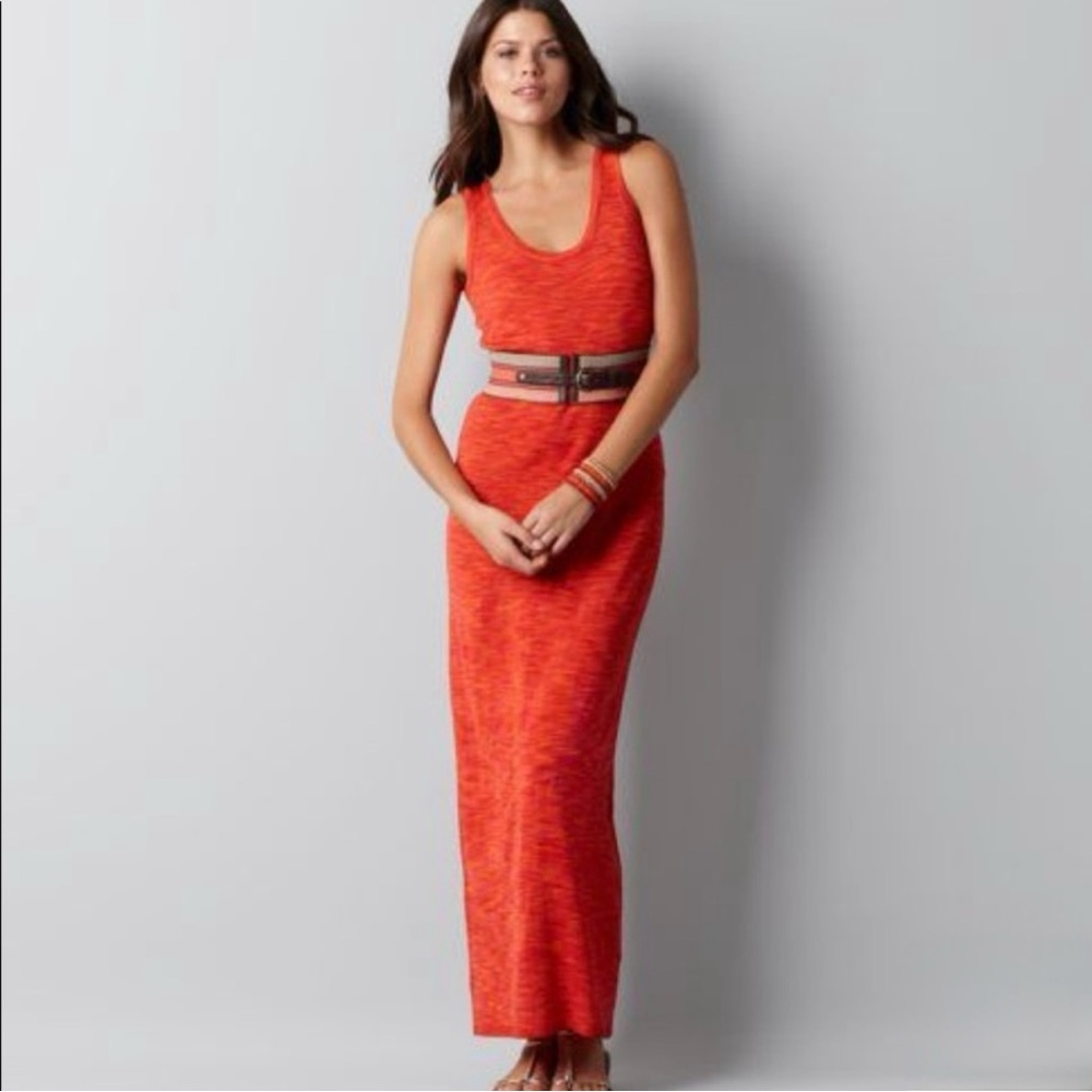LOFT Orange Space-Dye Knit Maxi Dress - Sz S